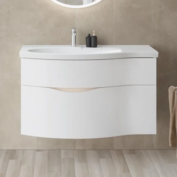 Тумба с раковиной KERAMA MARAZZI Riva 100, левая подвесная, белая матовая