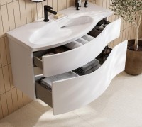 Тумба с раковиной KERAMA MARAZZI Riva 100, левая подвесная, белая матовая