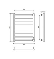 Полотенцесушитель электрический Comfysan Unico-K EC-8 80x55 см, подключение справа, слева, матовый черный, лесенка, из стали