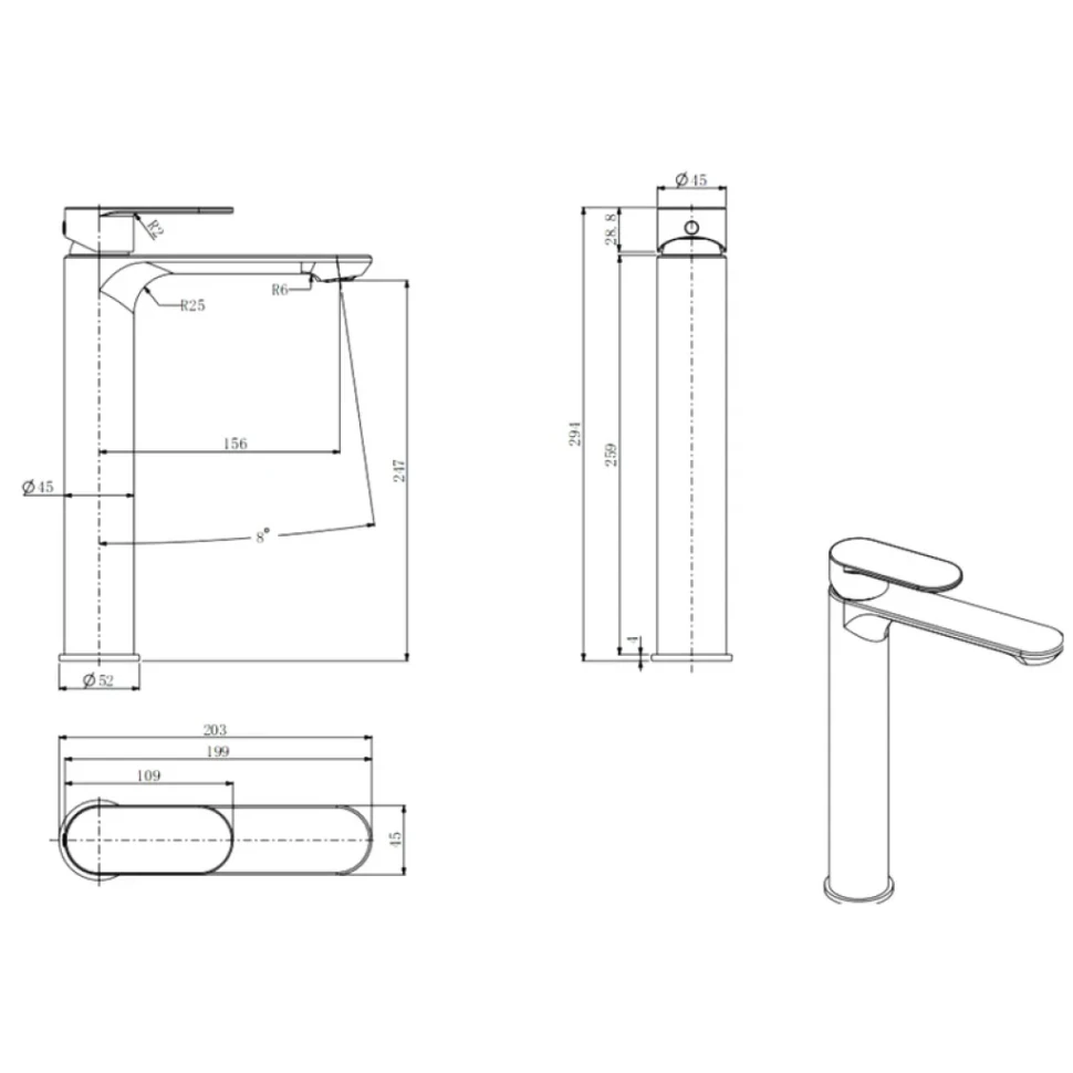 Смеситель для раковины Splendy Rest RE201294GK1BM черный матовый