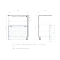 Тумба с раковиной Vigo Glem 70 напольная, 2 ящика, глянцевая белая