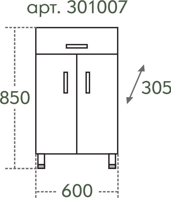 Тумба СаНта Стандарт TH 60 2 двери, 1 ящик