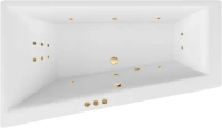 Акриловая ванна Excellent Sfera Slim Smart L 170x100 см, угловая, левая, встраиваемая, с гидромассажем, белая, асимметричная, с каркасом, со сливом-переливом, фурнитура золото