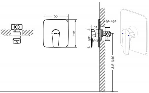 Встраиваемый смеситель для душа и ванны Bravat Source PB8173218BW-ENG черный