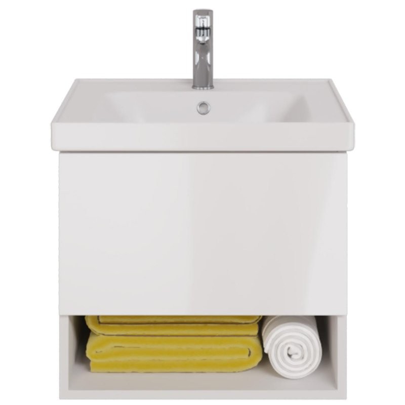 Тумба с раковиной Dreja Perfecto 60 подвесная, белый глянец