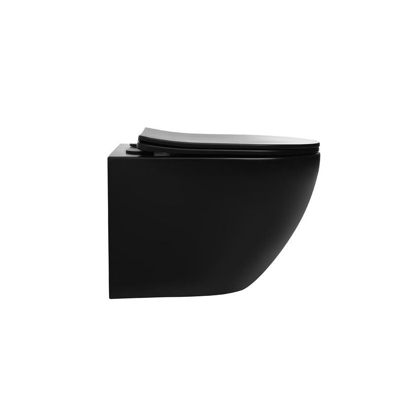 Унитаз подвесной Abber Bequem AC1100TMB безободковый, с микролифтом, матовый черный