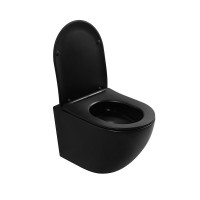 Унитаз подвесной Abber Bequem AC1100TMB безободковый, с микролифтом, матовый черный