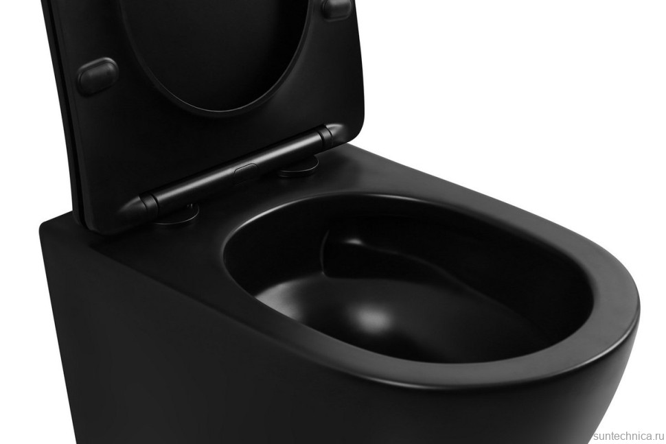 Унитаз подвесной Abber Bequem AC1100TMB безободковый, с микролифтом, матовый черный