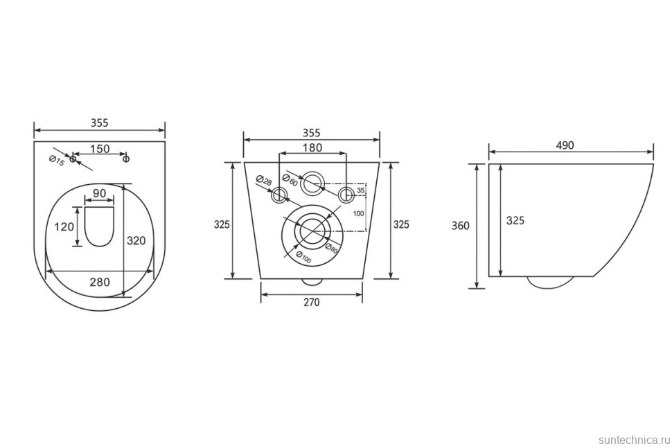 Унитаз подвесной Abber Bequem AC1100TMB безободковый, с микролифтом, матовый черный