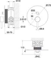 Встраиваемый смеситель для душа и ванны WHITECROSS Y Y1235GLB С ВНУТРЕННЕЙ ЧАСТЬЮ, брашированное золото