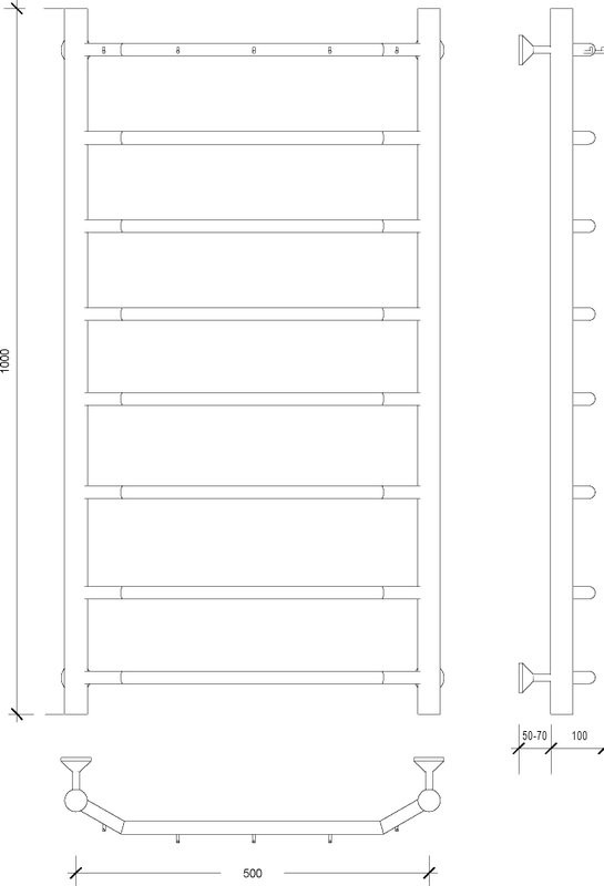 Полотенцесушитель водяной Secado Агата 1 K 105x55 см, глянцевый хром, лесенка