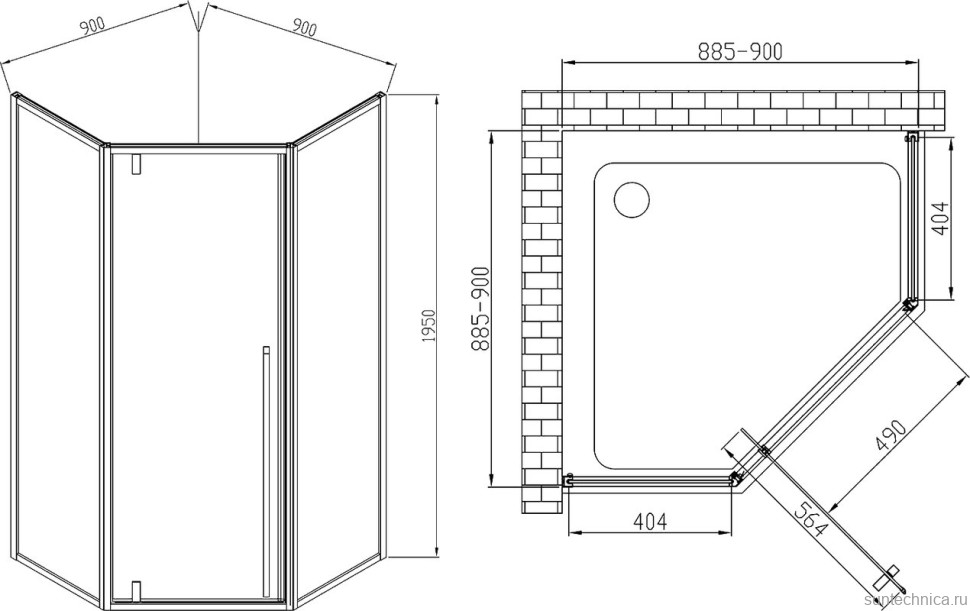 Душевой уголок Vincea Penta VSP-3P900CL 90x90, профиль хром, стекло прозрачное