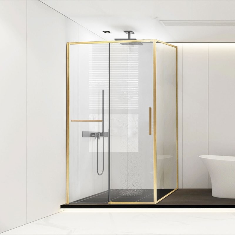 Душевой уголок Vincea Slim Soft VSR-1SS8015CLG 150х80, профиль брашированное золото, стекло прозрачное