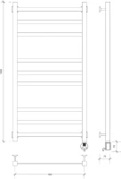 Полотенцесушитель электрический Secado Корсико 3 105x55 см, подключение справа, матовый черный, лесенка