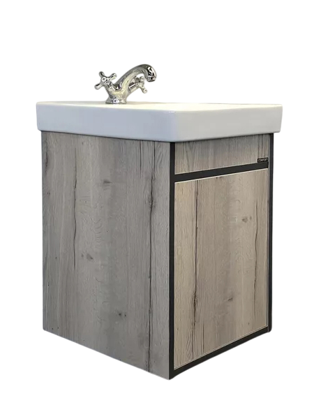 Тумба с раковиной Comforty Вена 45 подвесная, дымчатый дуб