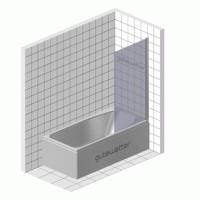 Шторка на ванну Kubele DE020 DE020P601-MAT-BLM- 90х150 150х90, профиль черный матовый, стекло матовое