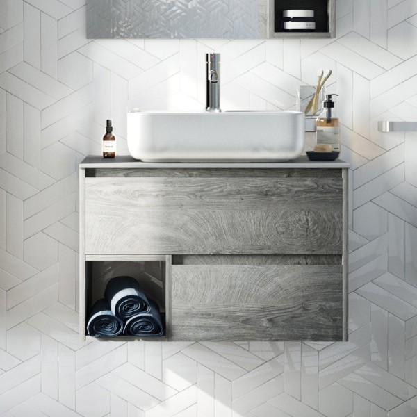 Тумба под раковину со столешницей STWORKI Карлстад 75 дуб рошелье, монте тиберио