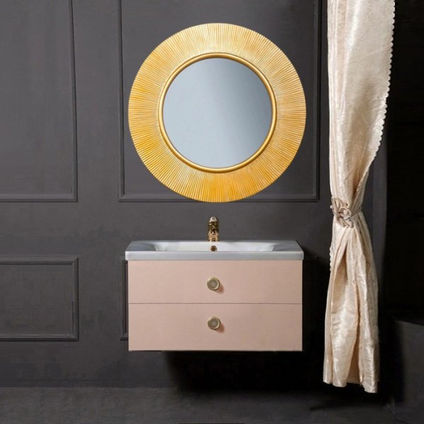 Мебель для ванной комнаты Armadi Art NeoArt 80 капучино с ручками Satine золото, зеркало Shine