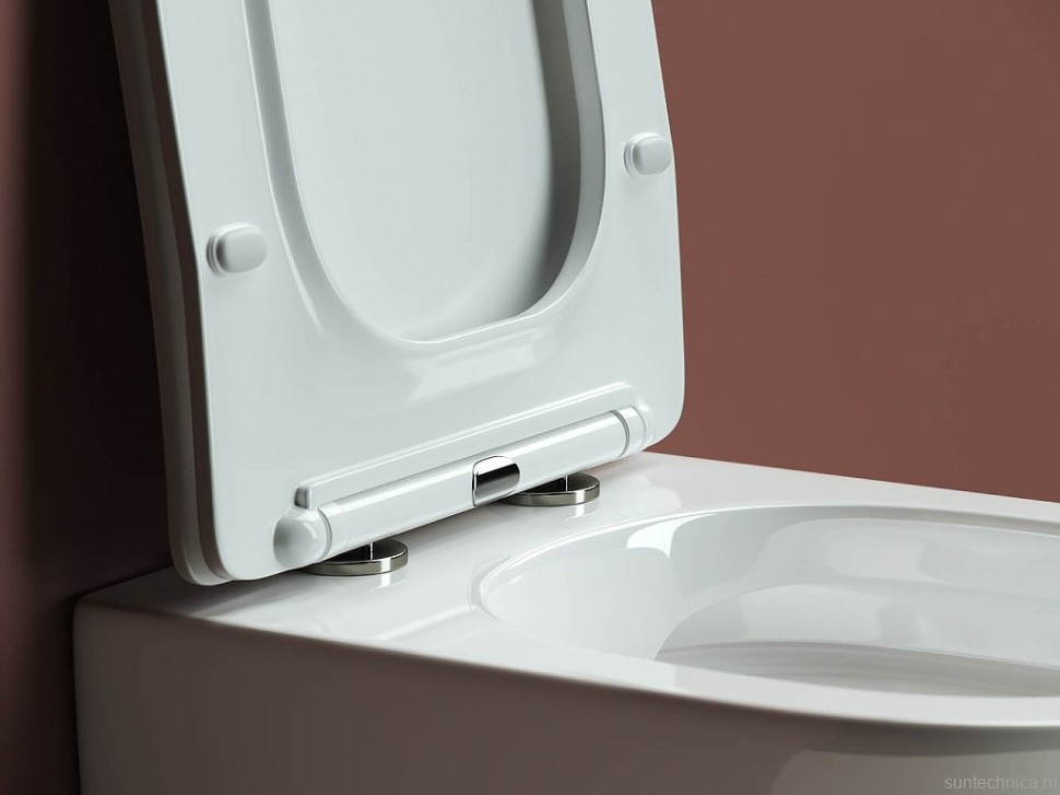 Комплект Ceramicanova Унитаз подвесной Forma CN3009 безободковый, с микролифтом + Инсталляция Balance CN121002CH с кнопкой Square глянцевый хром