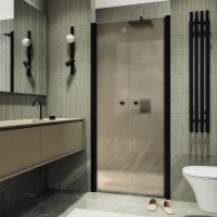 Душевая дверь в нишу Maybahglass MGD-442-6 99 см, профиль матовый черный, стекло бронза матовая
