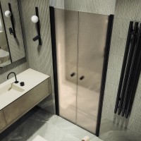 Душевая дверь в нишу Maybahglass MGD-442-6 99 см, профиль матовый черный, стекло бронза матовая