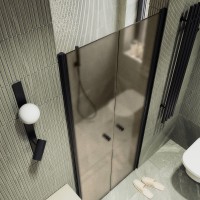 Душевая дверь в нишу Maybahglass MGD-442-6 99 см, профиль матовый черный, стекло бронза матовая