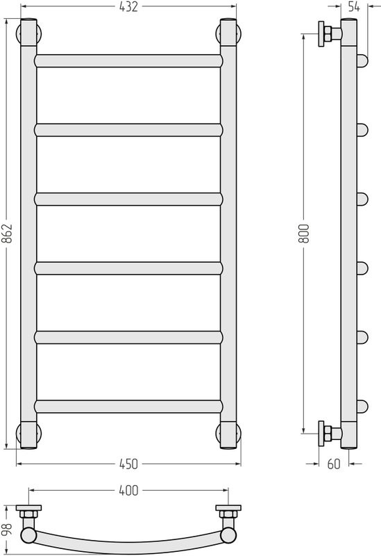 Полотенцесушитель водяной Сунержа Галант + 80x40, темный титан муар