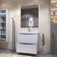 Мебель для ванной комнаты Vigo Glem 80 напольная, белая, раковина Velvex 9595 80