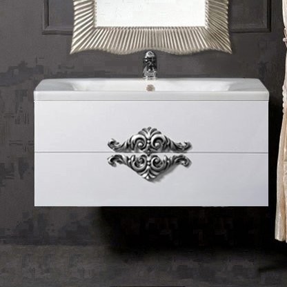 Тумба с раковиной Armadi Art NeoArt 100 white с ручками NeoArt серебро