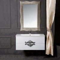 Тумба с раковиной Armadi Art NeoArt 100 white с ручками NeoArt серебро