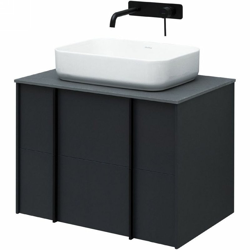 Тумба с раковиной Allen Brau Reality 70 подвесная, антрацит матовый, столешница графит структ, раковина Fantasy Quad 50х36 белая матовая