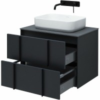 Тумба с раковиной Allen Brau Reality 70 подвесная, антрацит матовый, столешница графит структ, раковина Fantasy Quad 50х36 белая матовая