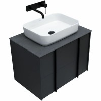 Тумба с раковиной Allen Brau Reality 70 подвесная, антрацит матовый, столешница графит структ, раковина Fantasy Quad 50х36 белая матовая