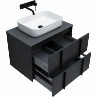 Тумба с раковиной Allen Brau Reality 70 подвесная, антрацит матовый, столешница графит структ, раковина Fantasy Quad 50х36 белая матовая