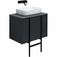 Тумба с раковиной Allen Brau Reality 70 подвесная, антрацит матовый, столешница графит структ, раковина Fantasy Quad 50х36 белая матовая