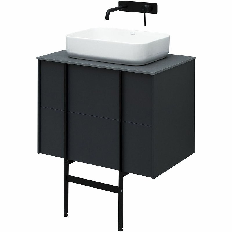 Тумба с раковиной Allen Brau Reality 70 подвесная, антрацит матовый, столешница графит структ, раковина Fantasy Quad 50х36 белая матовая