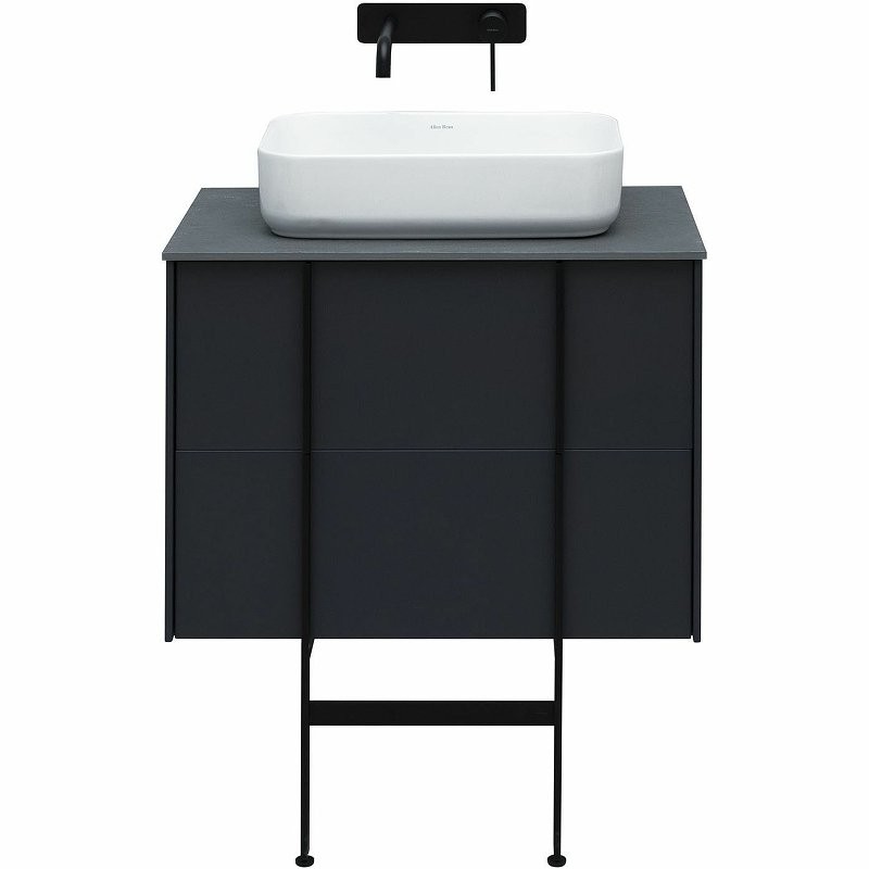 Тумба с раковиной Allen Brau Reality 70 подвесная, антрацит матовый, столешница графит структ, раковина Fantasy Quad 50х36 белая матовая