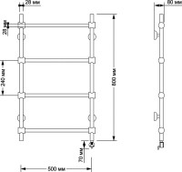 Полотенцесушитель электрический Secado Флоренция 2 85x55 см, подключение справа, бронза, лесенка, латунь