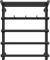 Полотенцесушитель водяной Secado Турин 1 КСП 60x55 см, матовый черный, лесенка, с полкой