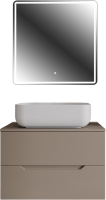 Мебель для ванной комнаты Orange Line 80 подвесная, 2 ящика, матовый латте с раковиной B03-600W