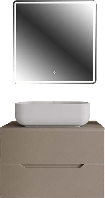 Мебель для ванной комнаты Orange Line 80 подвесная, 2 ящика, матовый латте с раковиной B03-600W