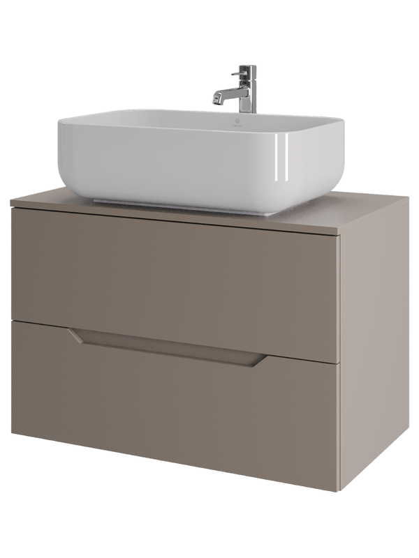 Мебель для ванной комнаты Orange Line 80 подвесная, 2 ящика, матовый латте с раковиной B03-600W