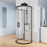 Душевой уголок Kubele DE018 DE018RR4L-CLN-BLM 105х105, профиль черный матовый
