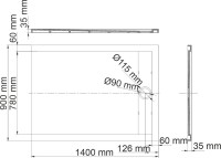 Поддон для душа Wasserkraft Neime 19T36 140x90, с сифоном