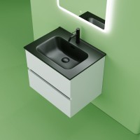Мебель для ванной комнаты Sancos Urban 60 см белый глянец, черная раковина