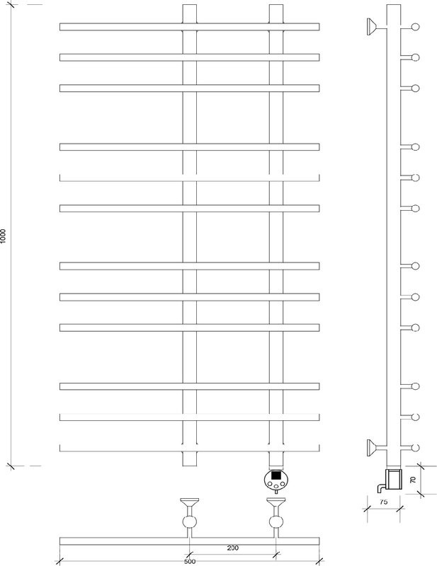Полотенцесушитель электрический Secado Турин 3 R 105x50 см, подключение справа, бронза, лесенка, латунь