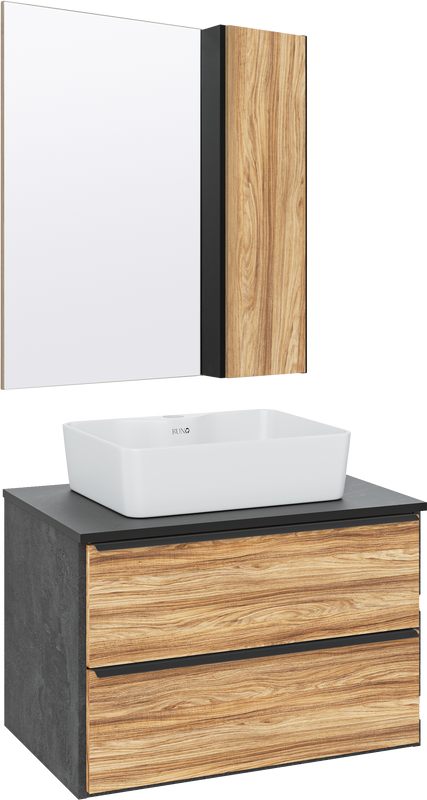 Мебель для ванной комнаты Runo Мальта 70 дуб, черная, раковина Lavello 50