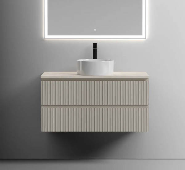 Тумба с раковиной Sancos Snob T 100 см, beige soft, столешница бежевая, раковина CN6032