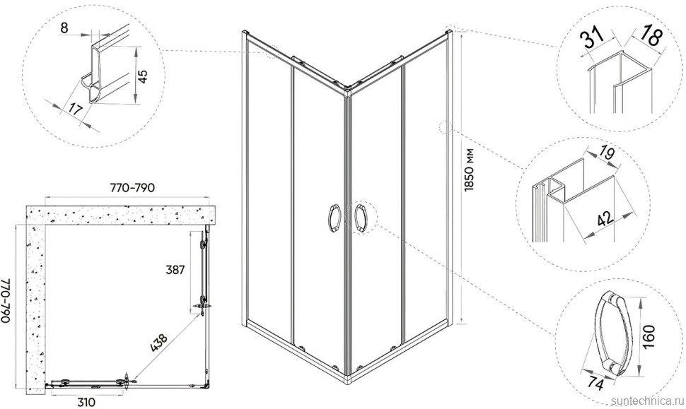 Душевой уголок Veconi Rovigo RV-113B 80x80