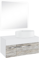 Мебель для ванной комнаты Runo Вудлайн 85 скандинавский дуб, раковина Ovale 50